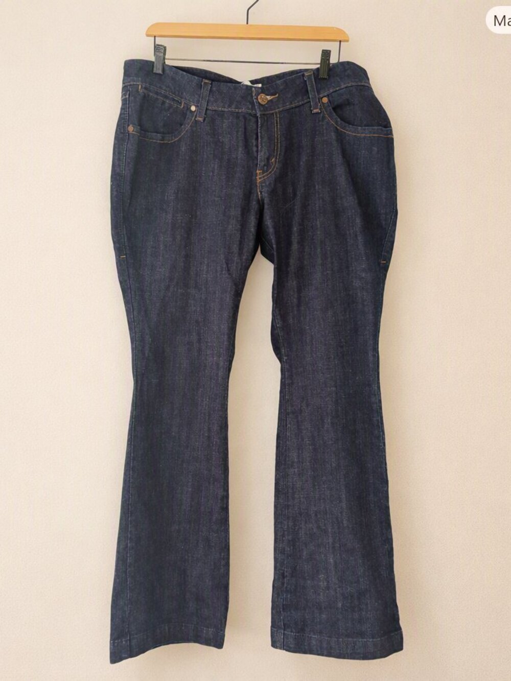 Levi's 542 Flare Jeans 18W Medium Dark Wash Stretch Denim Flap Pocket Y2K - Picture 2 of 10